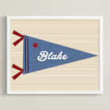 "Little Slugger Series 2" - Personalized Art Print in Denim by Pinky Diamond Studio - Framed