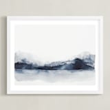 "Alaska from Sea" - Art Print in Navy by Kelsey McNatt - Framed
