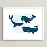 "My Best Friends" - Art Print in Ocean Blue by Kathy Par - Framed