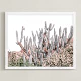 "Desert Cacti" - Art Print in Salmon Orange by Heather Loriece - Framed