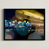 "Night in the City" - Art Print in City Light Yellow by Kate Baird - Framed