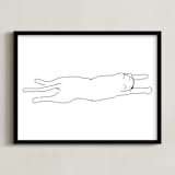 "Sleepy Kitty" - Art Print in White by Tyler Tea - Framed