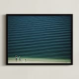 "X Four People On The Beach" - Art Print in Sea Green by Andy Mars - Framed
