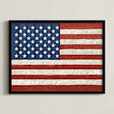 "Rustic American Flag" - Art Print in Navy Blue by Amy Marsh - Framed