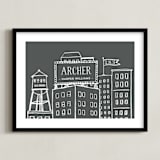 "Cityscape Stats" - Personalized Art Print in Chalkboard Grey by Tanya Lee of Frooted Design - Framed