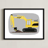 "The Construction Excavator" - Art Print in Gold Mechanic by Rebecca Marchese - Framed