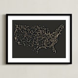 "USA Night Sky Map" - Art Print in Midnight by Jessie Steury - Framed