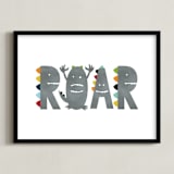 "Dino Roar" - Art Print in Shadow by Heather Schertzer - Framed