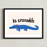 "French Crocodile" - Art Print in Cobalt by Morgan Kendall - Framed