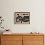 "Woodblock Nude" - Art Print in Warm light brown by Roseanne Kenny - In a Room