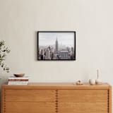 "But First, NYC" - Art Print in pastel blue and brown by Natalie Uprichard - In a Room