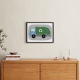 "The Garbage Recycle Truck" - Personalized Art Print in Moss by Rebecca Marchese - In a Room
