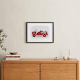 "Red Fire Truck #2" - Art Print in Vintage Engine red by Rebecca Marchese - In a Room