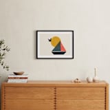"Graphic Sailboat" - Art Print in Sea Blue by Daily Design Co - In a Room