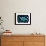 "Dinos in space 2" - Art Print in Jurassic by Annie Holmquist - In a Room