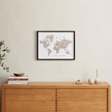 "Let's get lost watercolor world map" - Art Print in Taupe and grey by Rosana Laiz Blursbyai - In a Room