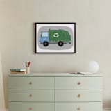 "The Garbage Recycle Truck" - Personalized Art Print in Moss by Rebecca Marchese - In a Room