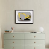 "The Construction Excavator" - Art Print in Gold Mechanic by Rebecca Marchese - In a Room