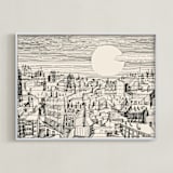 "City Blues" - Art Print in Sand by Catilustre - Framed