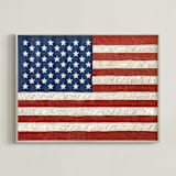"Rustic American Flag" - Art Print in Navy Blue by Amy Marsh - Framed
