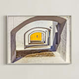 "Arches of Santorini" - Art Print in Lemon Yellow by Pamela Viola - Framed