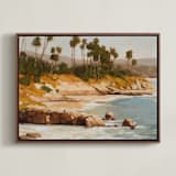 "Sunlit Shores" - Art Print in Golden by Rachel Nelson - Framed Canvas