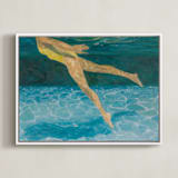 "Submerge II" - Art Print in Underwater Deep Blue by Debra Butler - Framed Canvas