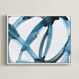 "Stay Connected II" - Art Print in Indigo Blue by Mary Gaspar - Framed Canvas