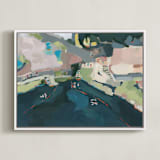 "Cenote" - Art Print in Mayan Blue by Rachel Mercier - Framed Canvas