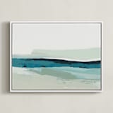 "Foggy Seascape" - Art Print in Deep Turquoise Blue by Caryn Owen - Framed Canvas