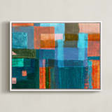 "Patches" - Art Print in Denim blue by Bethania Lima - Framed Canvas