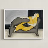 "Dreaming of Caramels" - Art Print in Deep yellow by Mary Ketch - Framed Canvas
