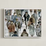 "Faces 2" - Art Print in maritime blue by Lulaloo - Framed Canvas