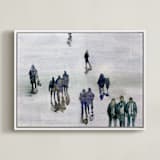 "In the crowd" - Art Print in blue petrol by Lulaloo - Framed Canvas