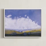 "Midwestern Fields" - Art Print in Stormy Blue by Kara Schlabaugh - Framed Canvas