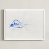 "Cascade Blues" - Art Print in Mountain Blue by Marguerite Andrews - Framed Canvas