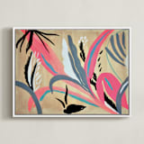 "Pink foliage" - Art Print in bright pink by FERNANDA MARTINEZ - Framed Canvas