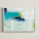 "Holiday From Real" - Art Print in Ocean Blues by Julie Hawkins - Framed Canvas