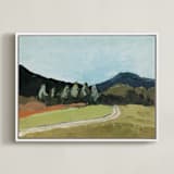 "Blue Hills" - Art Print in Blue with Varied Greens by Owen Design Studio - Framed Canvas