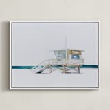"Hermosa Beach Lifeguard Tower" - Art Print in Beige by Viktoria Eperjesi - Framed Canvas