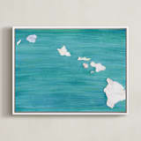 "Hawaii in Paint" - Art Print in Hawaiian Blue by Denise Wong - Framed Canvas