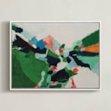 "Colorful Abstract Landscape" - Art Print in bright emerald green by Caryn Owen - Framed Canvas