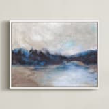 "Saint Mary's Lake" - Art Print in Phthalo Blue by Lorent and Leif - Framed Canvas