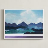 "Mountain Ridges" - Art Print in Mountain Blue by AlisonJerry - Framed Canvas
