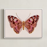 "Paper Wings" - Art Print in Peach Sunset by Sarah Knight - Framed Canvas