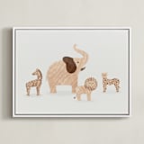 "Wooden Safari Animals" - Art Print in Moon by Dani Lugato - Framed Canvas