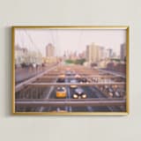 "Brooklyn Bridge Abstract" - Art Print in Blush by Ann Hudec - Framed