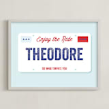 "License Plate" - Personalized Art Print in Cloud by Sarah Cohn - Framed