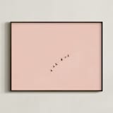 "Birds in Flight" - Art Print in Blush by Kaitie Bryant - Framed