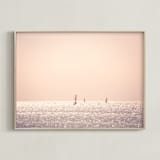 "Outer Banks Wind Surfers" - Art Print in blush pink by Ann Hudec - Framed